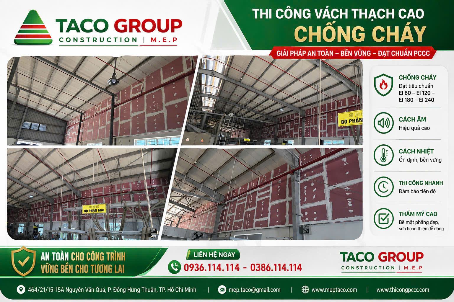 TẤM THẠCH CAO CHỐNG CHÁY VĨNH TƯỜNG – GYPROC